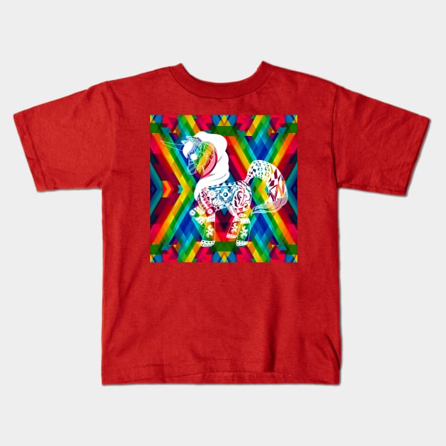 the pride and the unicorn in love parade Kids T-Shirt by jorge_lebeau